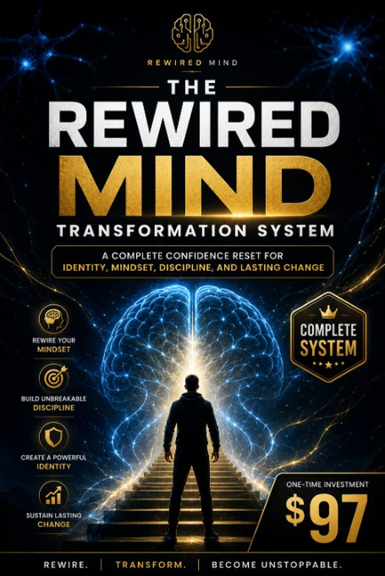 The Rewired Mind Transformation System — A Complete Confidence Reset for Identity, Mindset, Discipline, and Lasting Change book cover